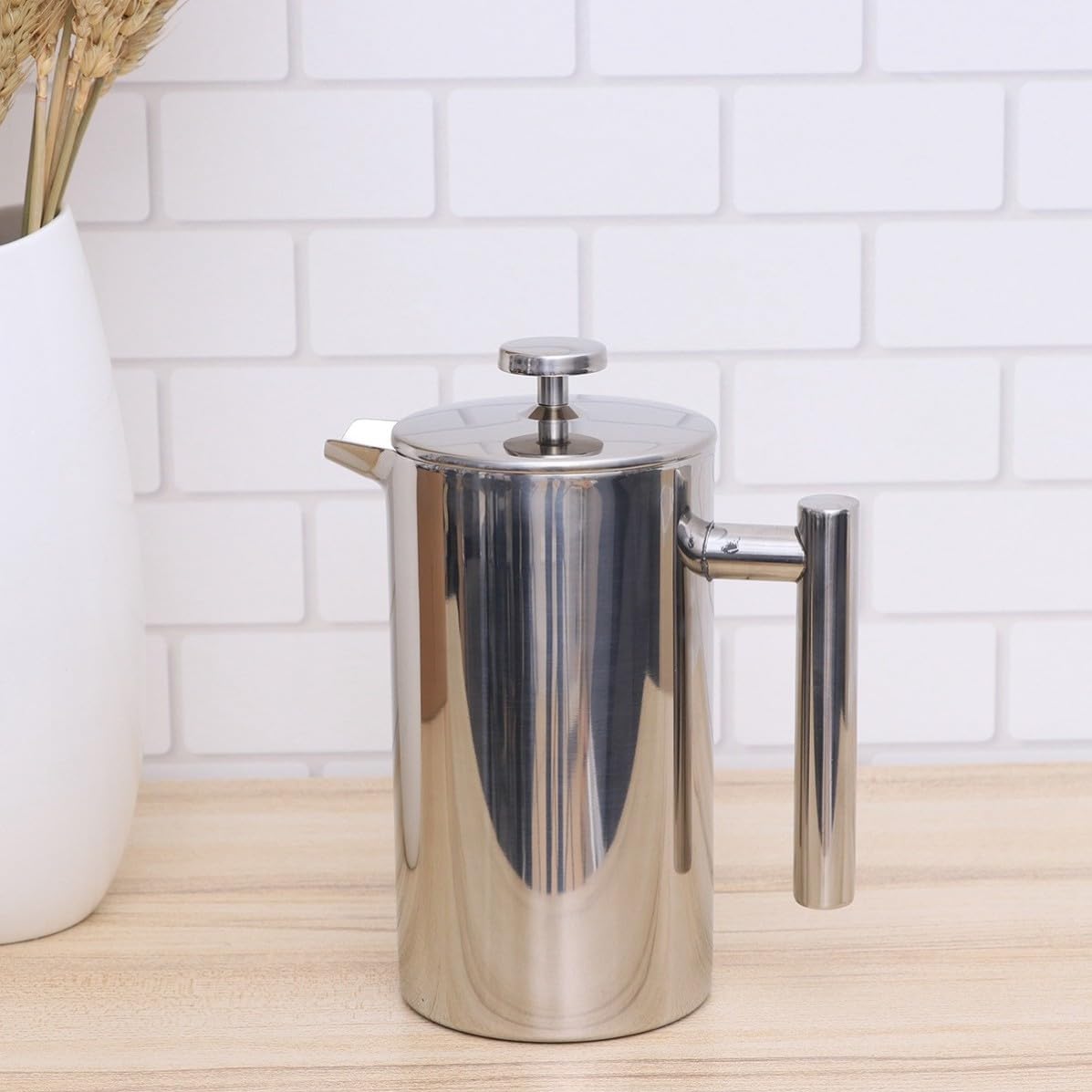 Happyyami Cafetera Varios estilos de Acero Inoxidable de Prensa Francesa 1000ml Doble Pared y Filtro Diseño Moderno y Gran Capacidad para Camping y Viajes Varios estilos