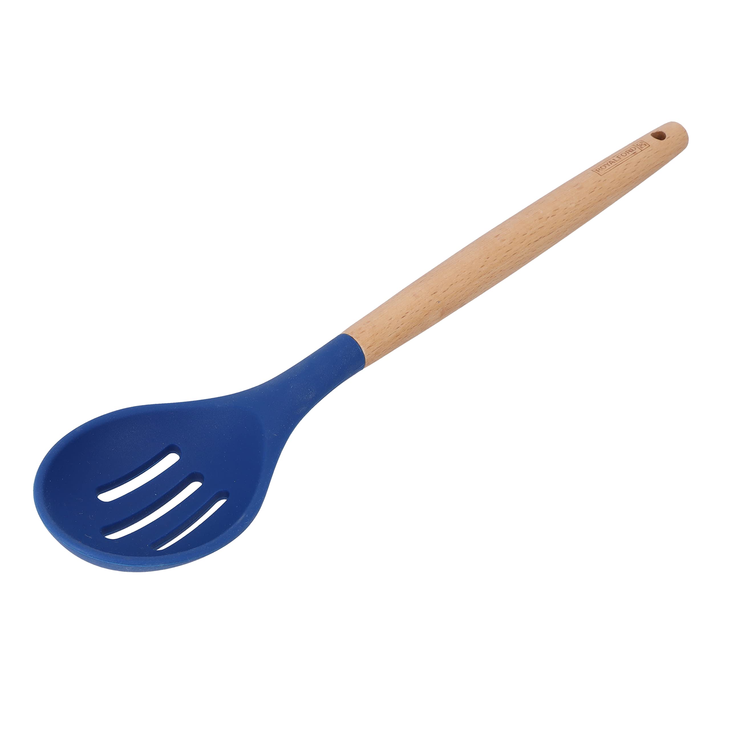 RoyalFord Silicone Slotted Spoon with Wooden Handle, RF10652 Non Scratch Cooking for Stirring, Scooping and Mixing Heat Resistant Handle Kitchenware, Multicolor