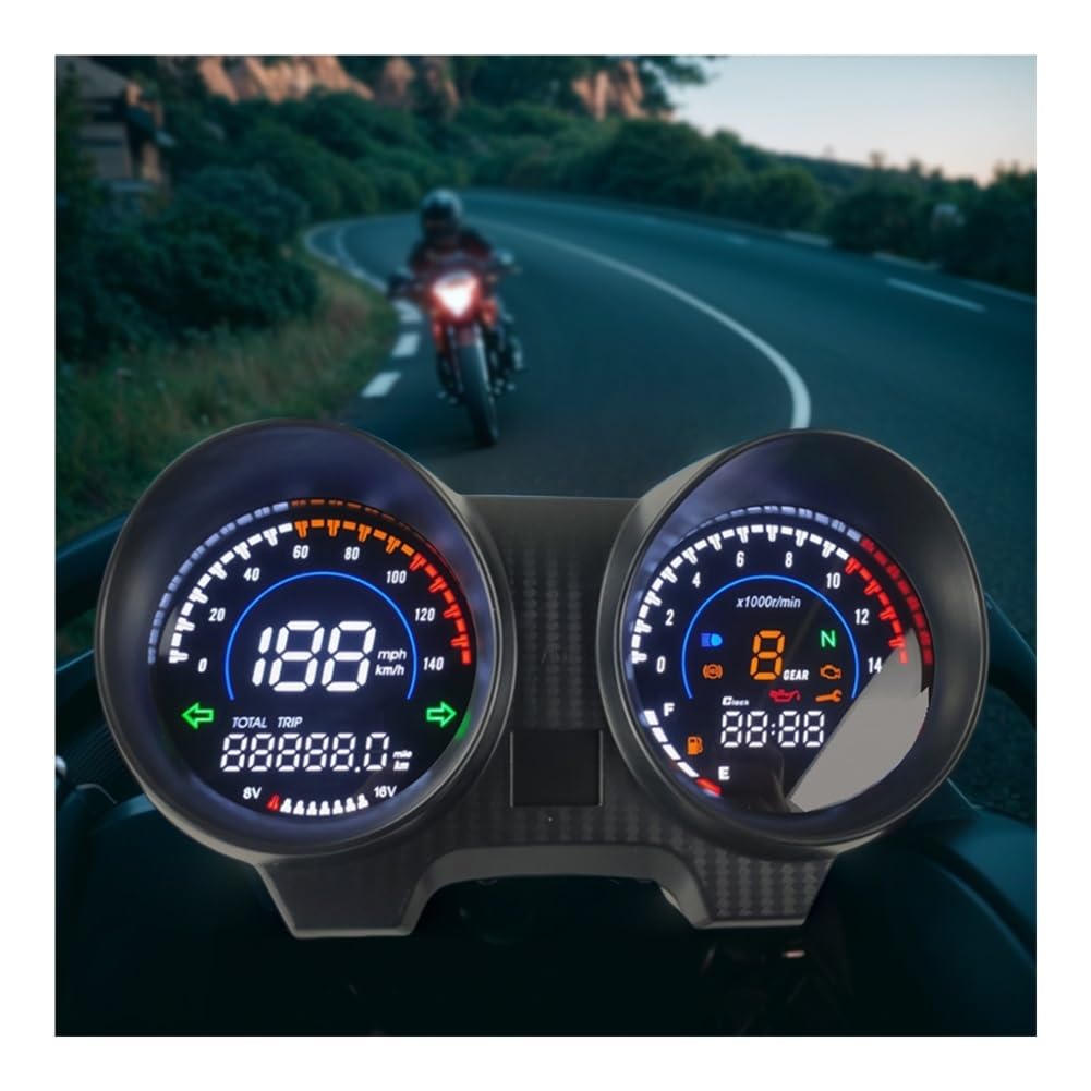 Contagiri contachilometri Cruscotto Digitale A LED Per Motocicletta Contagiri Per Moto Indicatore Del Carburante Tachimetro MPH/KMH Per TITAN 150 Per CG150 Fan150