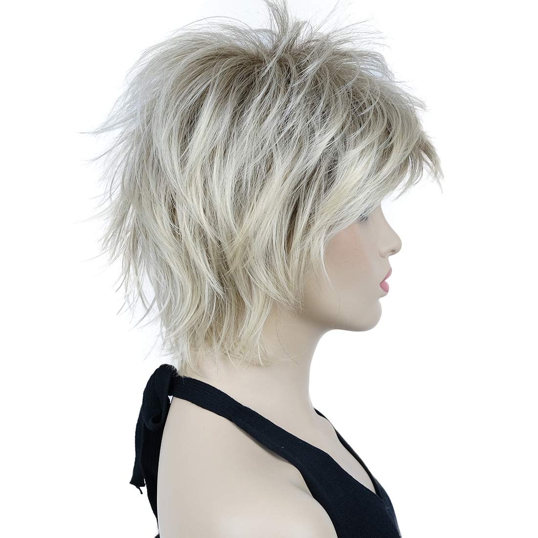 Lydell Short Layered Shaggy Wavy Full Synthetic Wigs (R12-26 Blonde Mix), 8" - Image 4