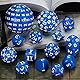 YILAIDA DND Dice Polyedrisches Würfel Set - 15 Stück mit Beuteln D3-D100 Würfel Polyeder Würfel DND Spiel Würfel für Dungeons und Dragons RPG MTG (Blau und Weiß)