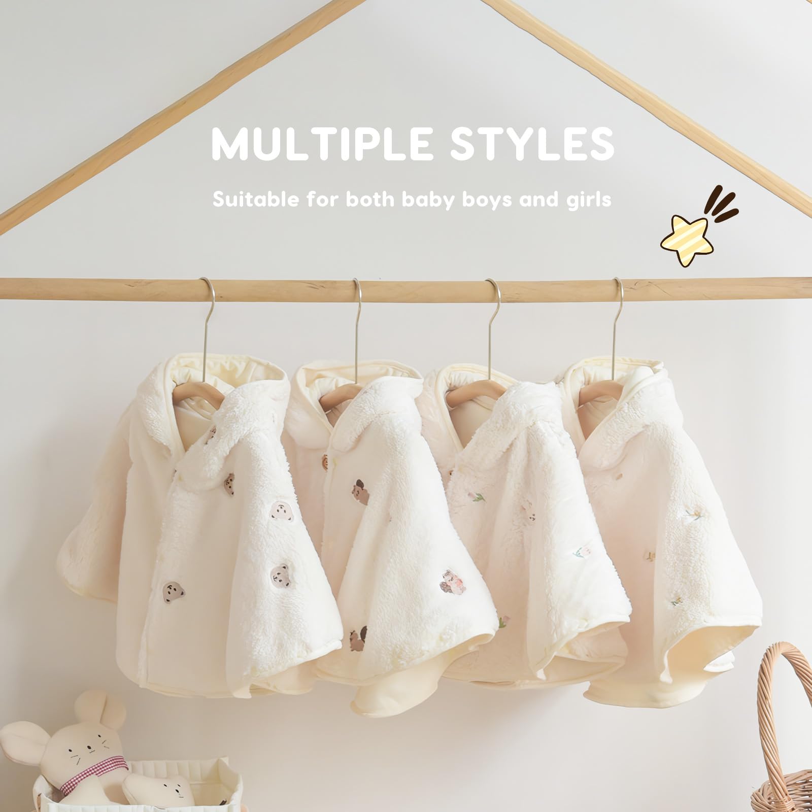 SONARIN Chaude Cape à Capuche Bébé,Manteau d'Hiver Doux Épais Poncho Tout-Petits Mignon Vêtements d'Extérieur Coupe-Vent Veste Châle pour Bébé Garçon Filles 1-3 Ans