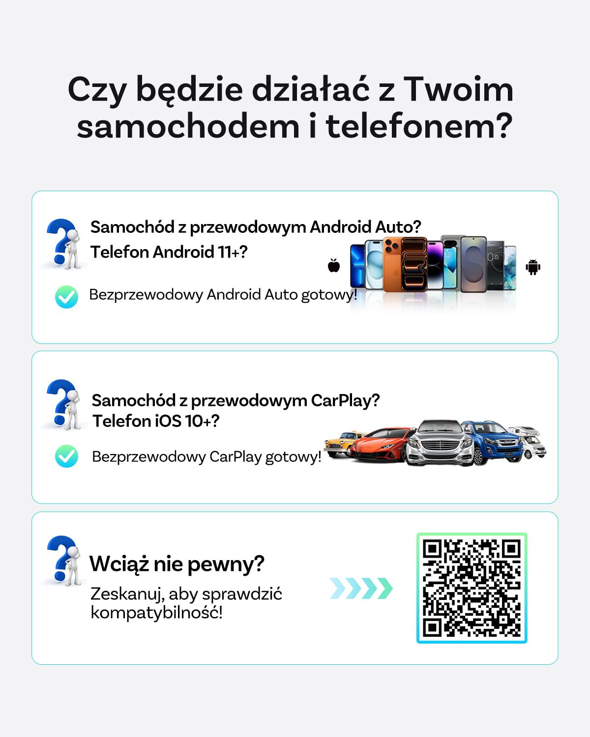 OTTOCAST Mini Pico 2026 Ulepszony, Bezprzewodowy Adapter 2 w 1 CarPlay i Android Auto z USB-A/C, Przełączanie Telefonu Jednym Przyciskiem, Szybkie Połączenie, Plug & Play dla iOS 10+ oraz Android 11+