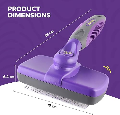 Miniatura 17 de Hertko - Cepillo metálico suave autolimpiante para mascotas, para cepillar pelo corto y largo de gatos y perros, cepillo, peine, rastrillo