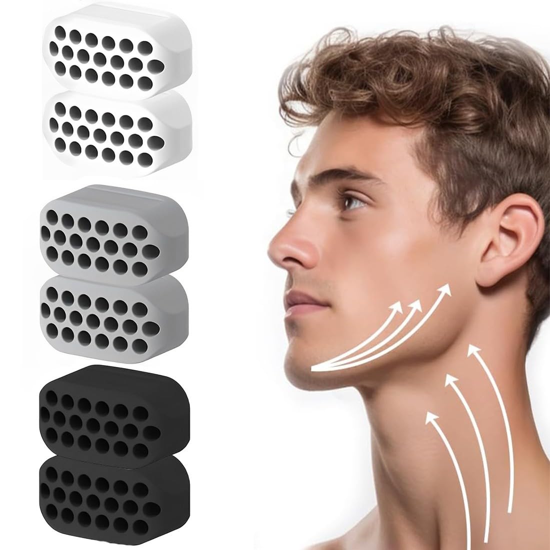 Machoire Musculation, 6Pcs Balles d'entraînement de Mâchoire, Exerciseur de Mâchoire Femmes Hommes, Jaw Exerciser Muscler Machoire, Outil De Beauté du Visage