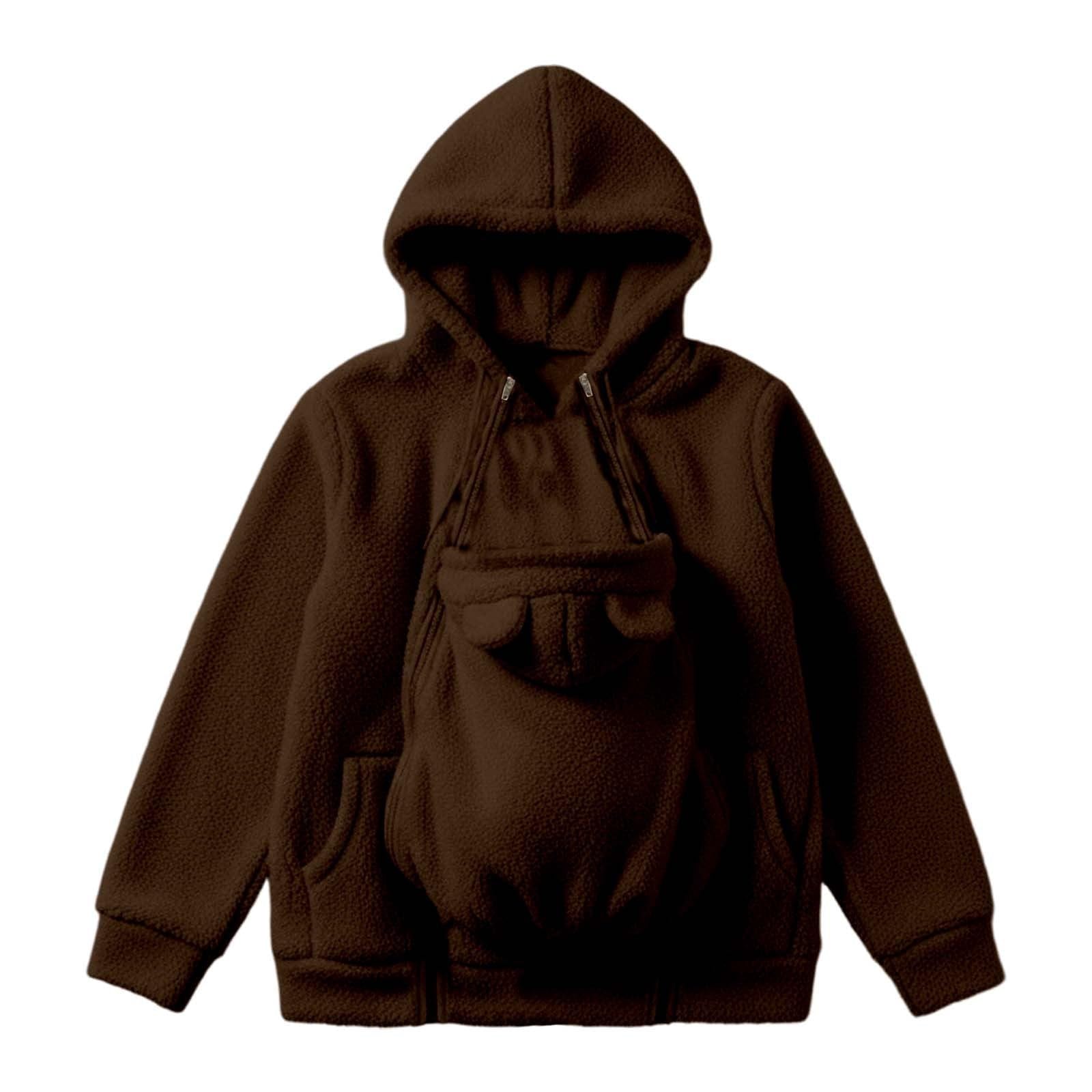 Umstandsjacke mit Babyeinsatz Warm Teddy Fleecejacke Umstands Baumwolljacke Winter Umstandsmode 2 in 1 Tragejacke mit Taschen Teddyfleece Winterjacke Flauschig Weich Plüschjacke weich dick Teddyjacke