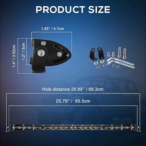 Vista 14 de DVISUV - Barra de luz LED delgada de 50 pulgadas, luz estroboscópica de doble color, barra de luz de una sola fila, reflectores 6D, luz antiniebla
