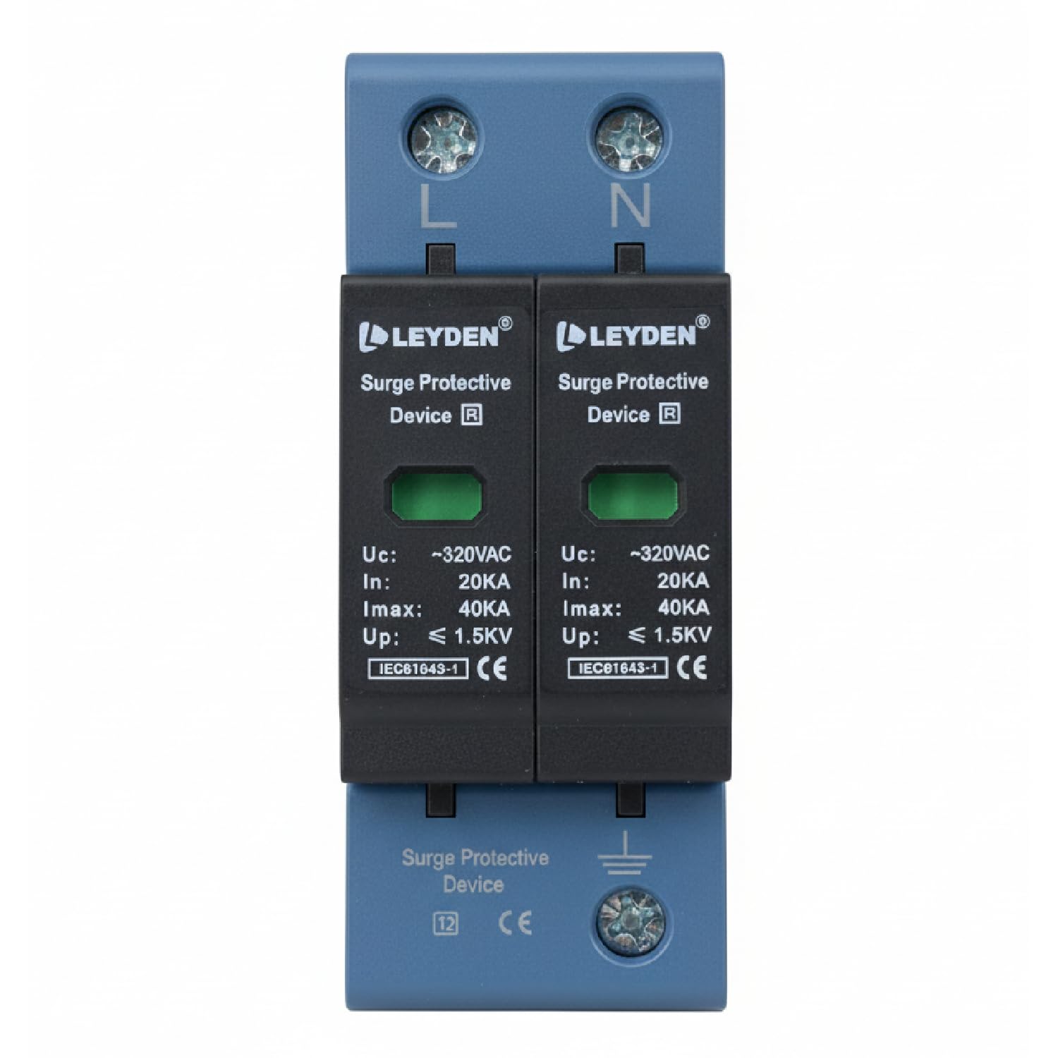 LEYDEN® SPDAC-2P AC Surge Protective Device (SPD) 320VAC | 20kA in, 40kA Imax | Up ≤ 1.5kV | DIN Rail Lightning Surge Protector for Distribution Boards — Amazon image 2
