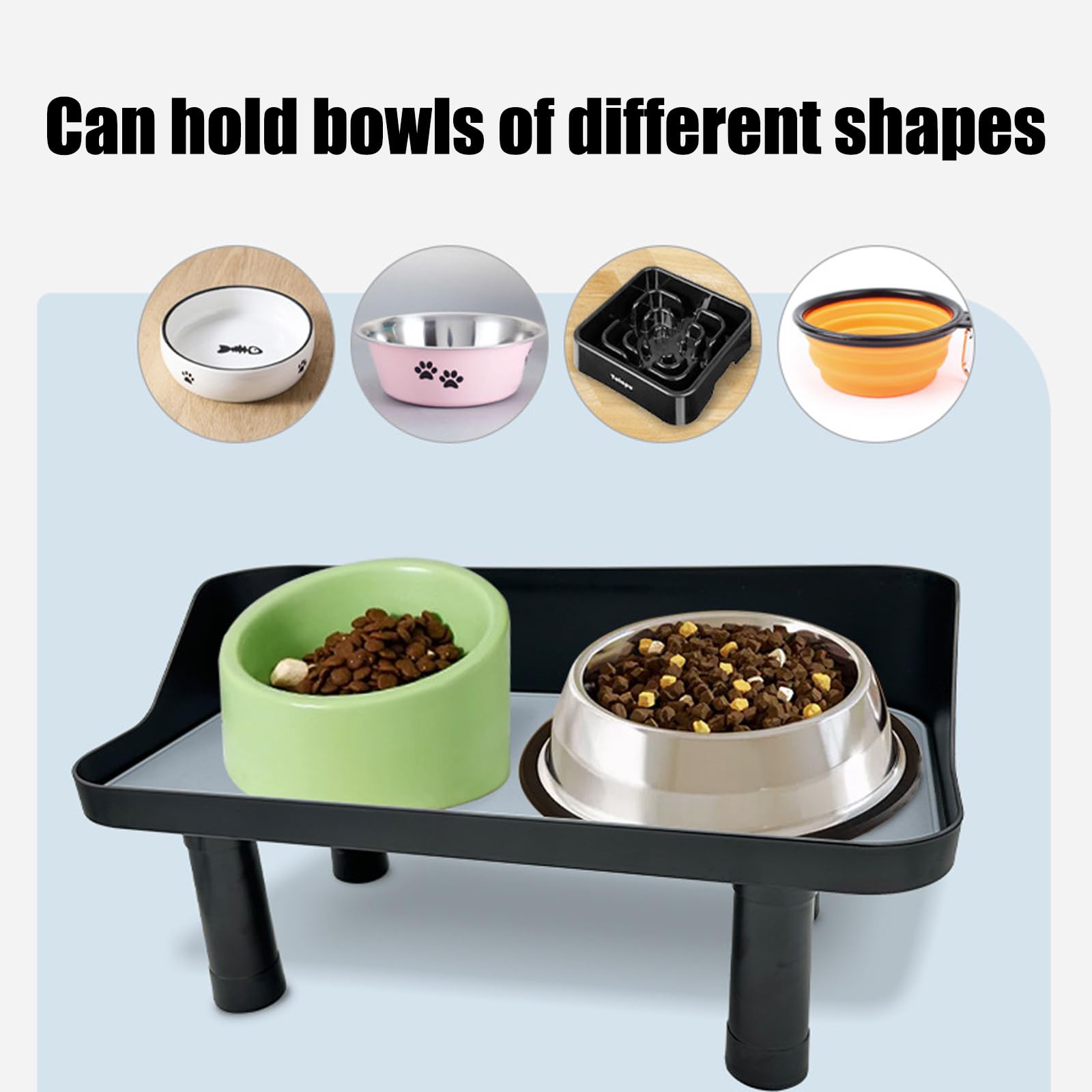 Alimentatori per cani e gatti in stile contemporaneo, supporto universale, per alimenti per animali domestici, per piatti d ' acqua, per alimenti umidi e secchi, ciotola salvaspazio per animali