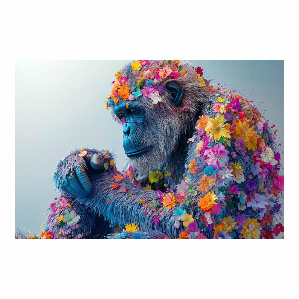 JOSUE Colourful Animal Canvas Wall Art Flowers Painting Home Decor Wall Poster Print Wall Artwork Living Room Picture(Grey 123)-50x70cm Unframed