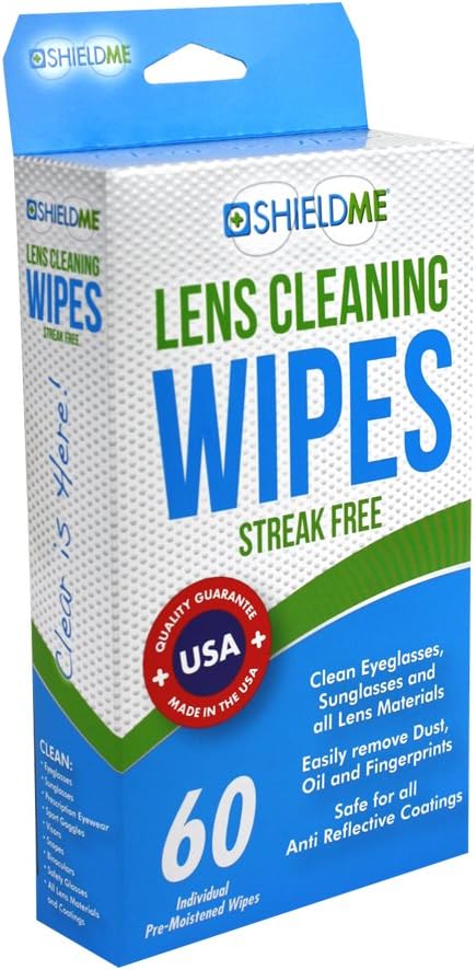 SHIELDME Lens Cleaning Wipes, 60 Ct, Black (6060)