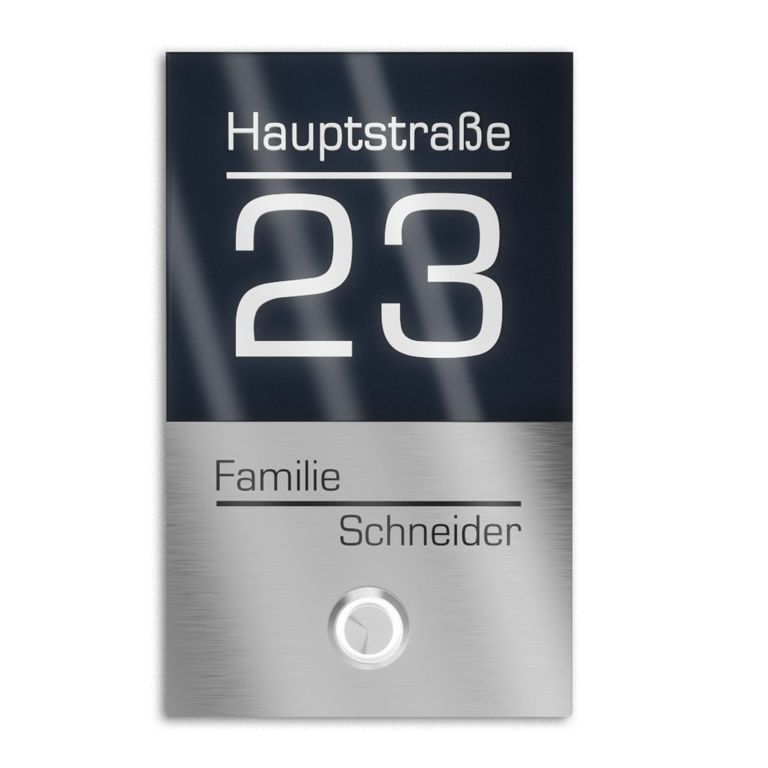 V2A Edelstahl Türklingel mit Hausnummer Namen Straße Gravur - Klingelschild 110x180mm LED-Taster Klingelplatte modernes Design aus Edelstahl Acryl Anthrazit