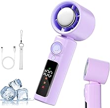 Portable USB Hand Fan with Contact Cooling -20°C, 199 Turbo Speed 10m/s, Rechargeable Fan 4000 mAh, Ideal for Desk, Office, Bedroom and Travel - Pink