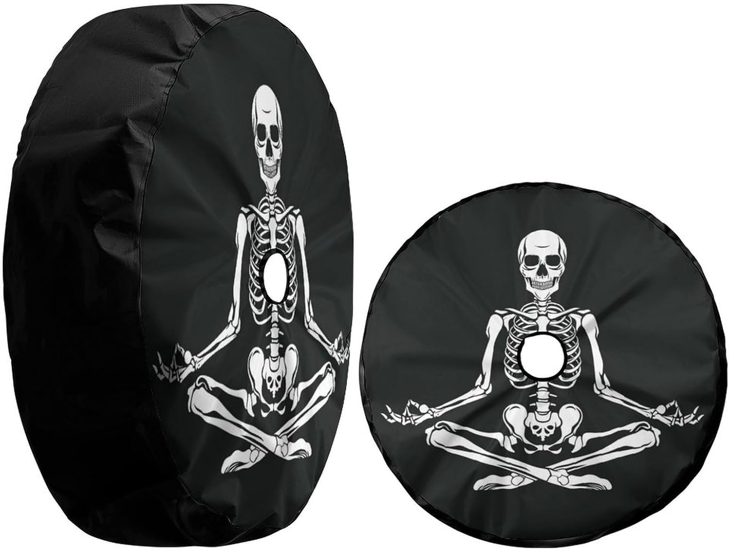 Skeleton Doing Yoga Spare Tire Cover with Backup Camera Hole Wheel Tire Cover Fit Trailer, RV, SUV and Many Vehicle 18inch