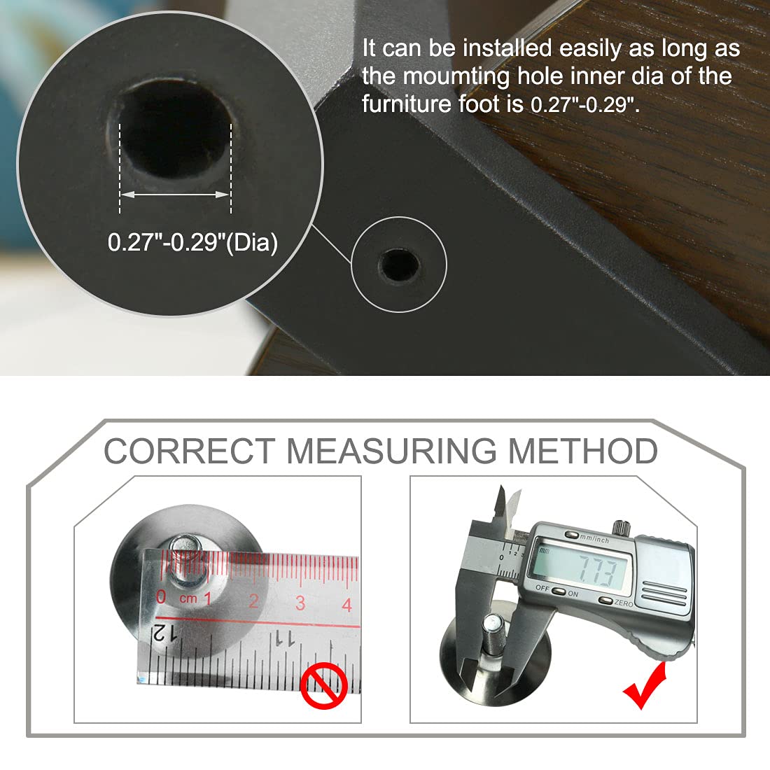 Sourcingmap M8 x 18 x 38mm Furniture Leveling Feet Adjustable Leveler Floor Protector for Table Desk Leg 8 Pack - Image 3