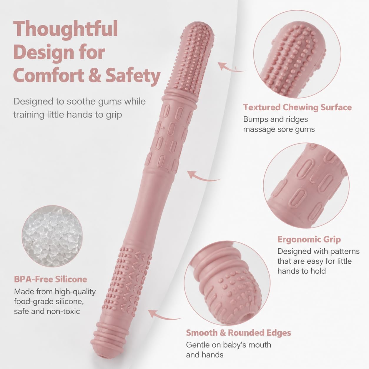 4 Pièces Jouet Sensoriel En Silicone, Refroidissant Chewy Tube avec 2 Brosse, Facile À Nettoyer, Motricité Pour Nourrissons Et Tout-petits, Allaitement, Mordre, Jouets À Mâcher En Silicone, Chewy