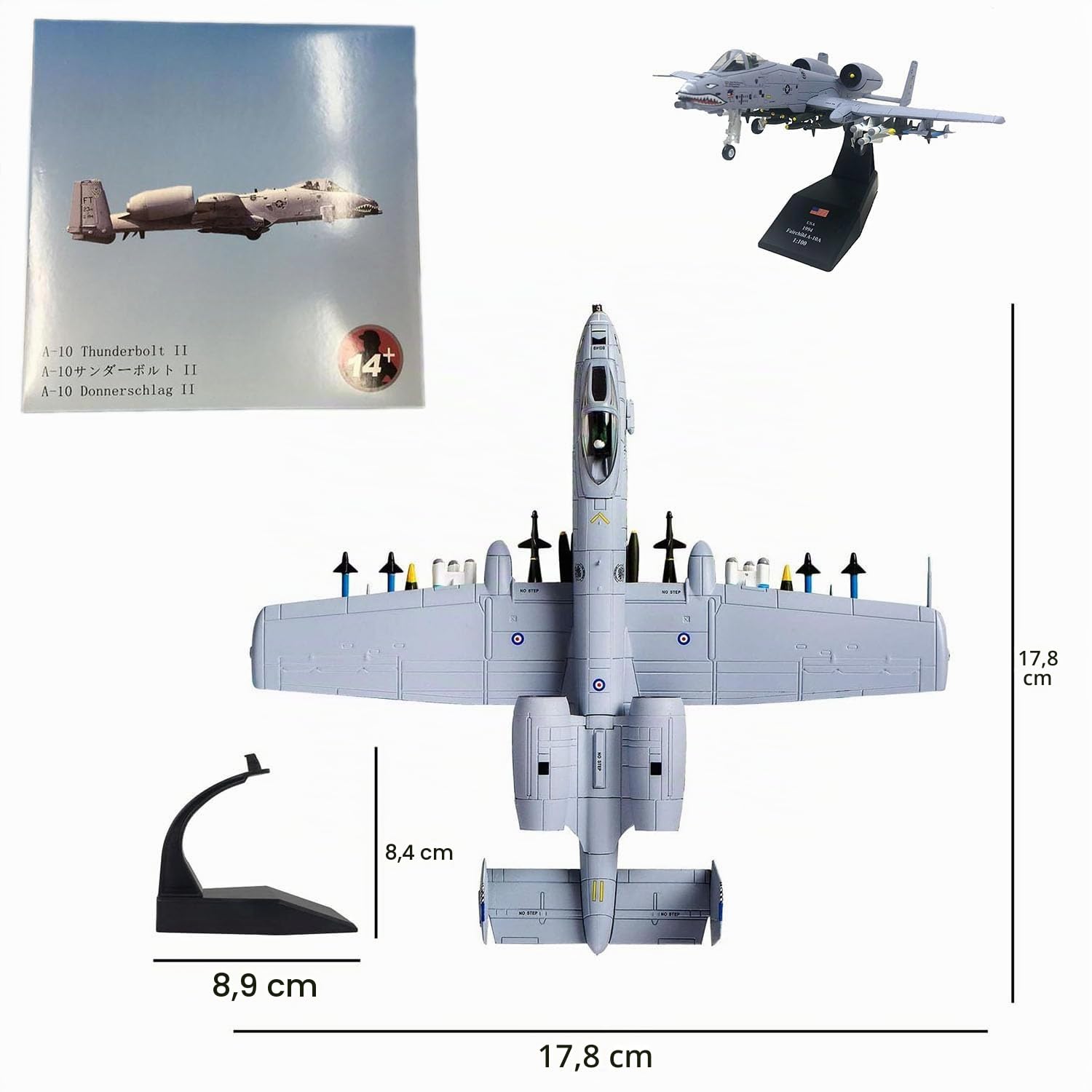 A-10 Thunderbolt II Warthog Attack Flugzeug Metal Fighter 1/100 Modell Die-Cast Modell Flugzeug für Sammlung Festival Geschenk Ornament