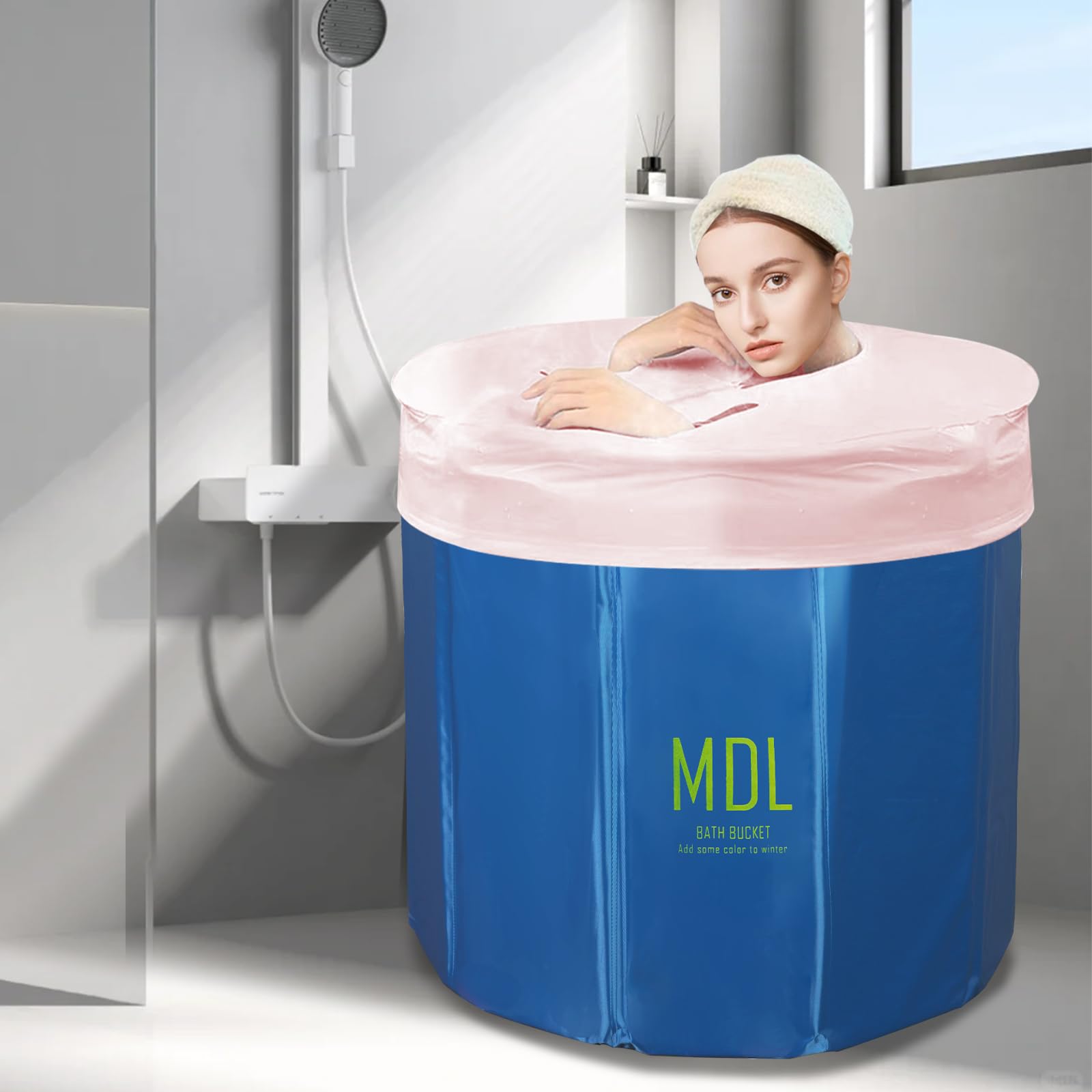Vasca da bagno pieghevole per adulti, vasca da bagno pieghevole per bambini, adatta per docce di sauna e bagni di ghiaccio, vasca da bagno indipendente, senza installazione, 65 x 65 x 70 cm