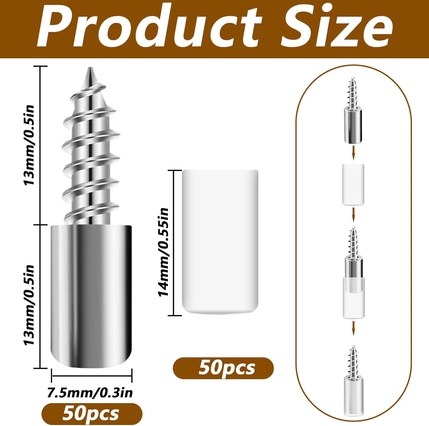 Shelf Support Pegs 50 PCS Self-Tapping Screws Cabinet with 50 pcs Anti-Slip Silicone Sleeves 7.5mm Shelf Support Pegs Self for Furniture Kitchen Cabinet Bookcase Closet Wardrobe (100pcs)