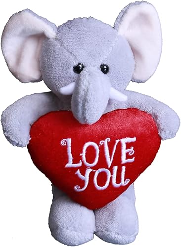 Miniatura 6 de Plushland Animal de peluche con corazón rojo  Love You Juguete de animales de peluche para niños y adultos  Almohada de corazón bordada  8 pulgadas