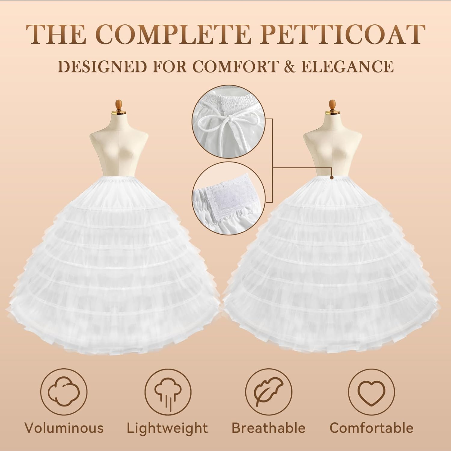 YUAKOU Women's Tulle Petticoat Crinoline Half Slip Underskirt for Bridal Dress - Image 4