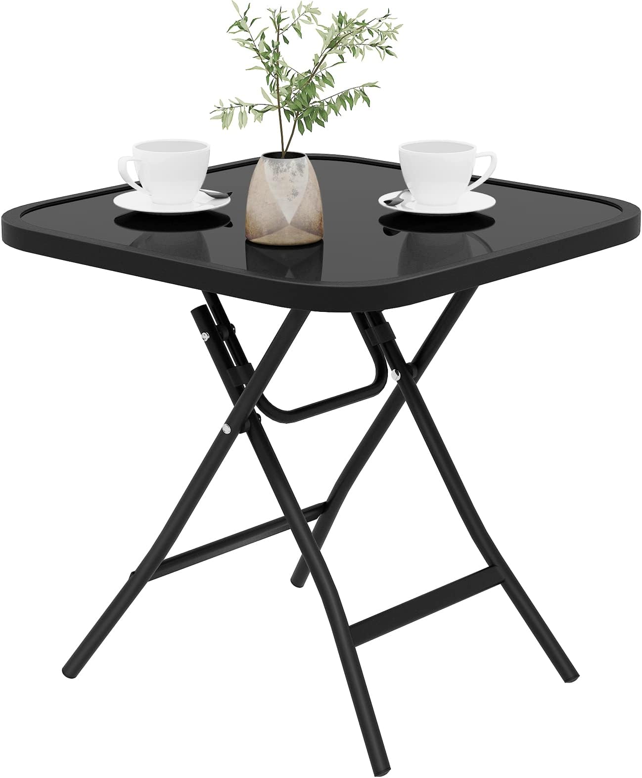 Tisch, Eukalyptus, Stahl, klappbar, braun, H 45 cm | ETC Shop
