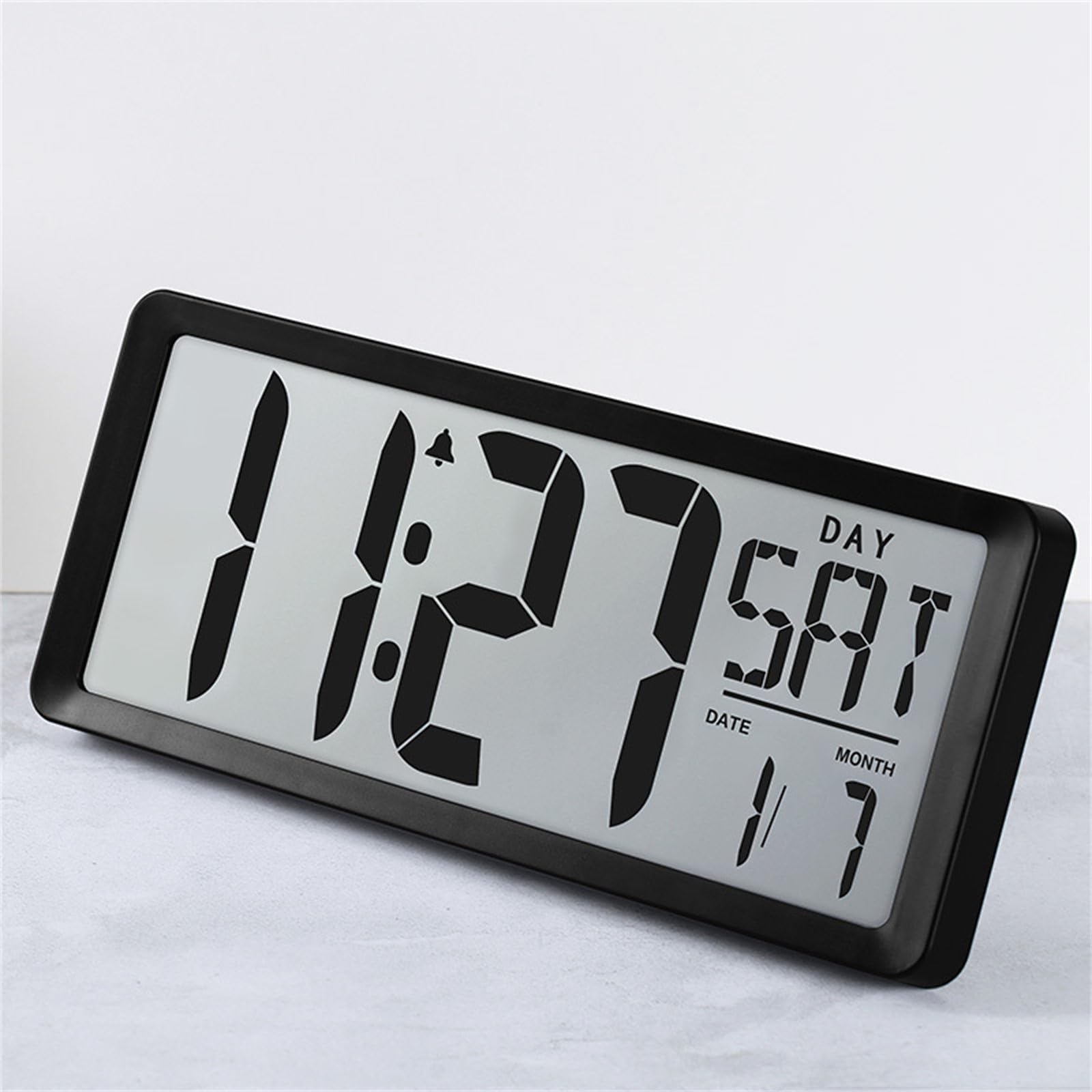 Große digitale LCD Wanduhr mit Temperatur und Datumsanzeige – 35, 6 cm (14 Zoll) leise mit Weckern für Heimbüro, Wanduhr Aufhängen