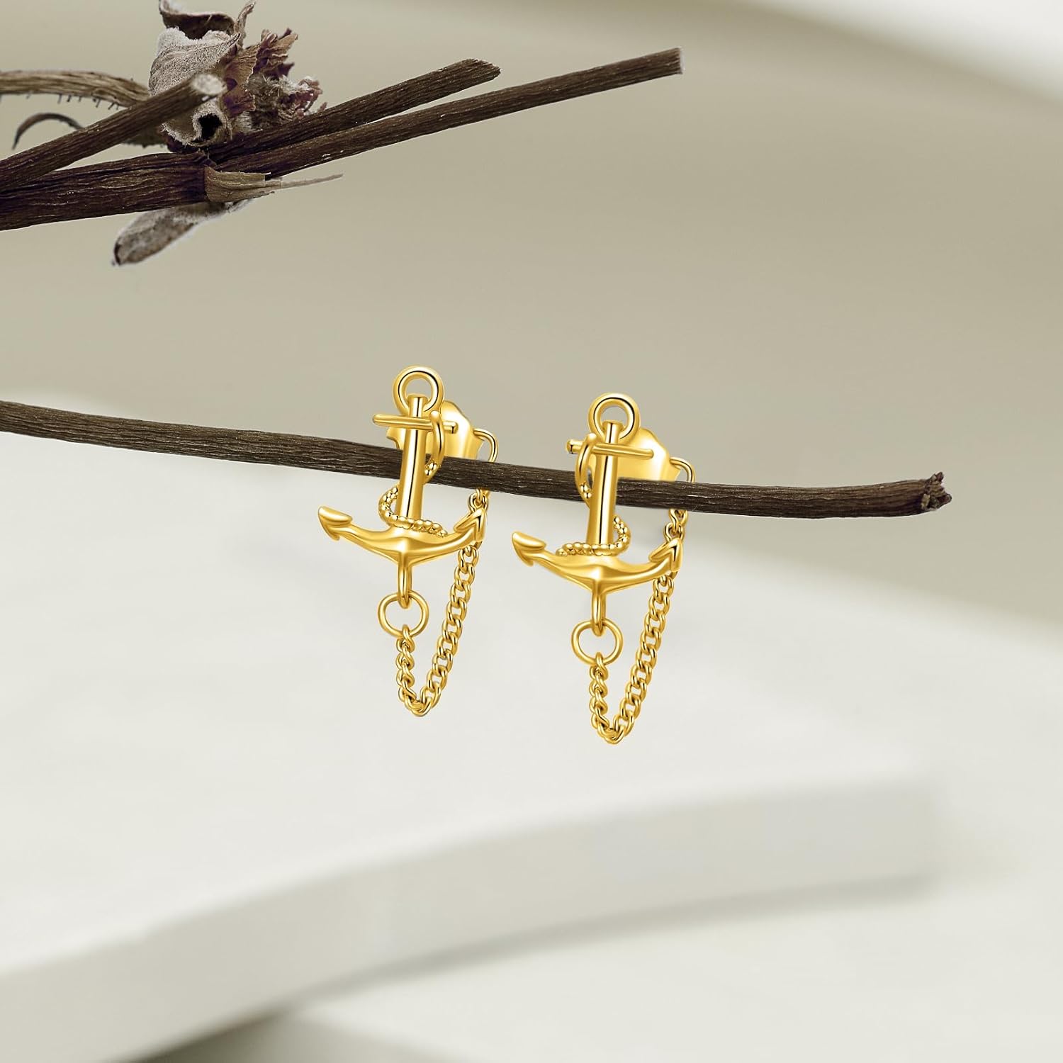 YFN Anchor Earrings for Women Sterling Silver Anchor Stud Earrings Nautical Jewelry Navy Graduation Gifts for Her