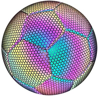 Reflective Football, Holographic Reflective Soccer Ball, Glow in The Dark Size 4/5 Soccer Ball Light Up Football for Kids, Upgraded Wear-Resistant Luminous Composite LeatherSize 5