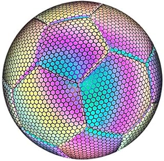 Reflective Football, Holographic Reflective Soccer Ball, Glow in The Dark Size 4/5 Soccer Ball Light Up Football for Kids, Upgraded Wear-Resistant Luminous Composite LeatherSize 5