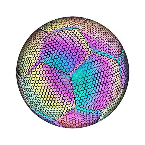 Reflective Football, Holographic Reflective Soccer Ball, Glow in The Dark Size 4/5 Soccer Ball Light Up Football for Kids, Upgraded Wear-Resistant Luminous Composite Leather(Size 5) Cover