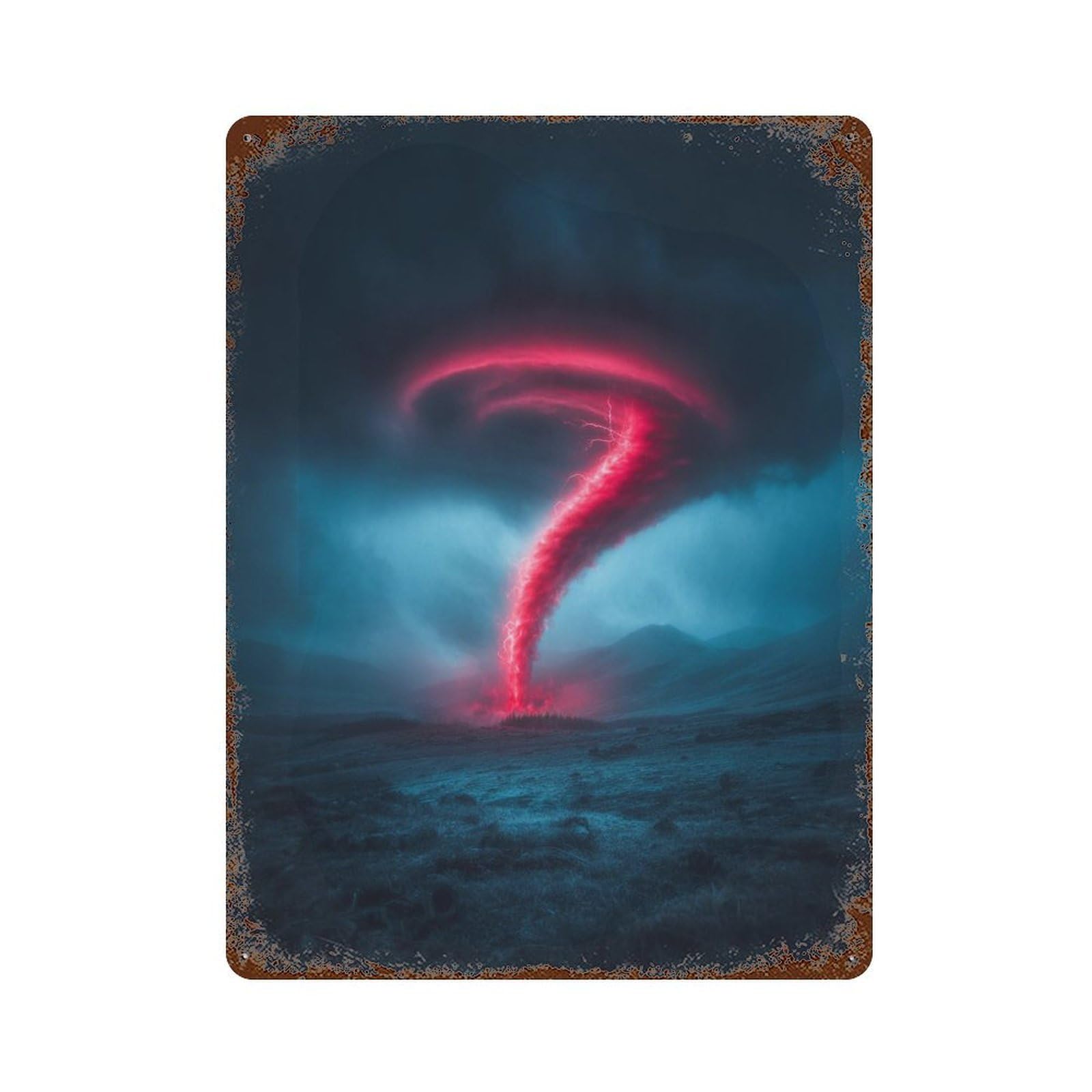 Tornado Warning Nature's Fury Unleashed! Rust Effect Tin Sign 15.7"x11.8", Novelty Wall Decor for Garage, Pub Or Kitchen