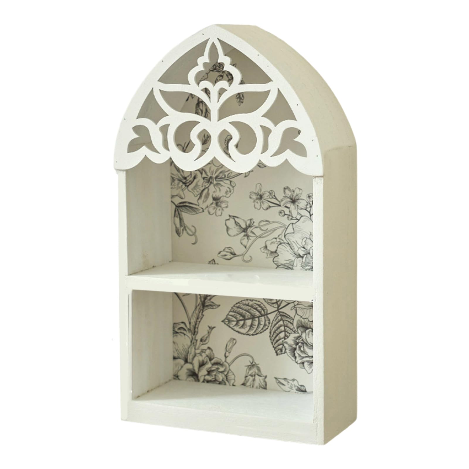 CRFFZ French Quatrefoils Floating Shelf with Intricate Carvings MultiTier Wall Mounted Home Decoration Unique Gift Wood Multilayer Wall Shelf