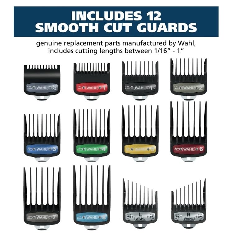 Wahl 13pc Secure-Snap Replacement Hair Clipper Guard Set with Organizer Case