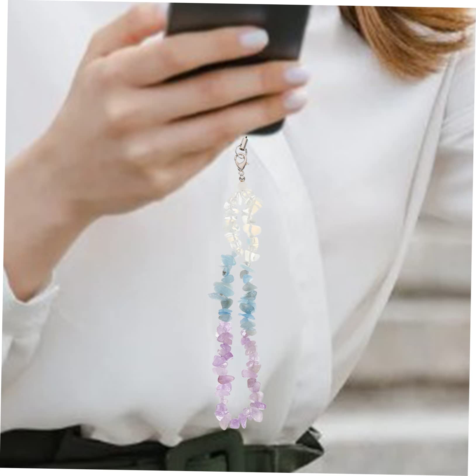 Artibetter Cordino Per Telefono in Cristallo Cordino Di Perle Braccialetto Del Telefono Fatto a Mano Cordino Da Polso Per Cellulare Corda Per Cellulare Pietra Di Cristallo Viola,porpora