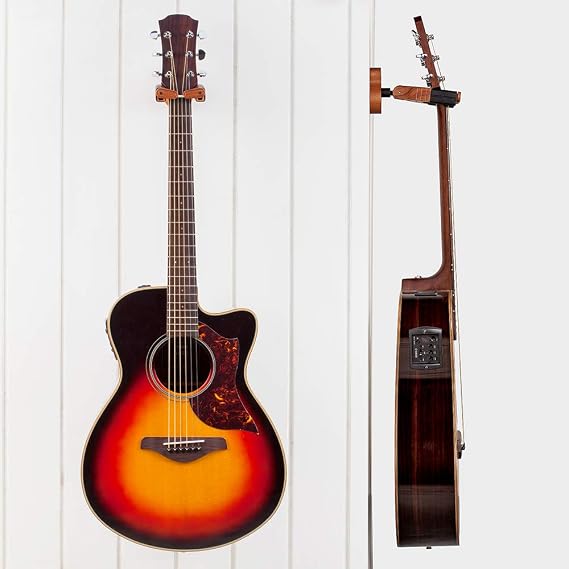 Neboic Guitar Wall Mount, Auto Lock Guitar Wall Hanger, Hard Wood Base in Guitar Shape Guitar Hook, Guitar Holder for Acoustic, Electric, Classical, Bass Guitars, Guitar Accessories