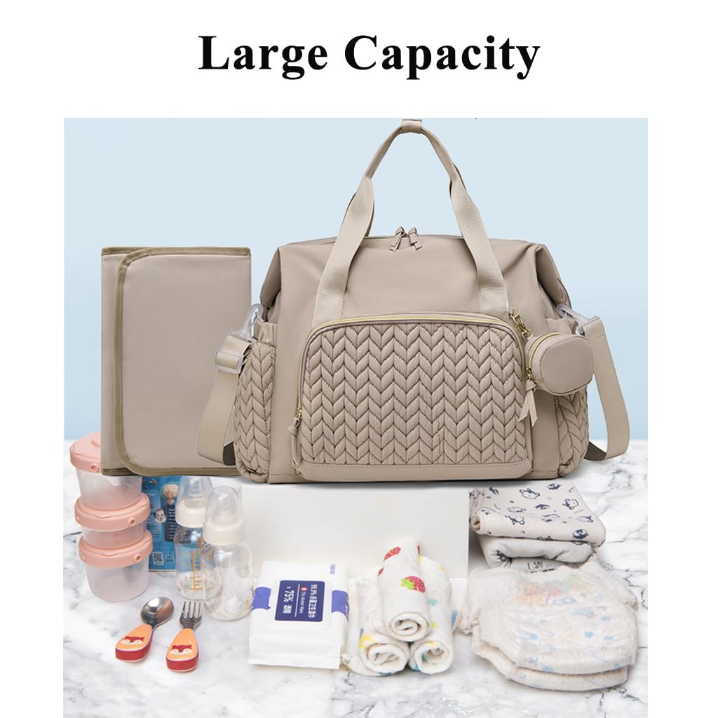 BRONG Sac à langer de grande capacité pour maman, sac de maternité, sac de maternité multifonction avec matelas à langer, sac à langer imperméable, sac à langer pour landau, voyage, plage