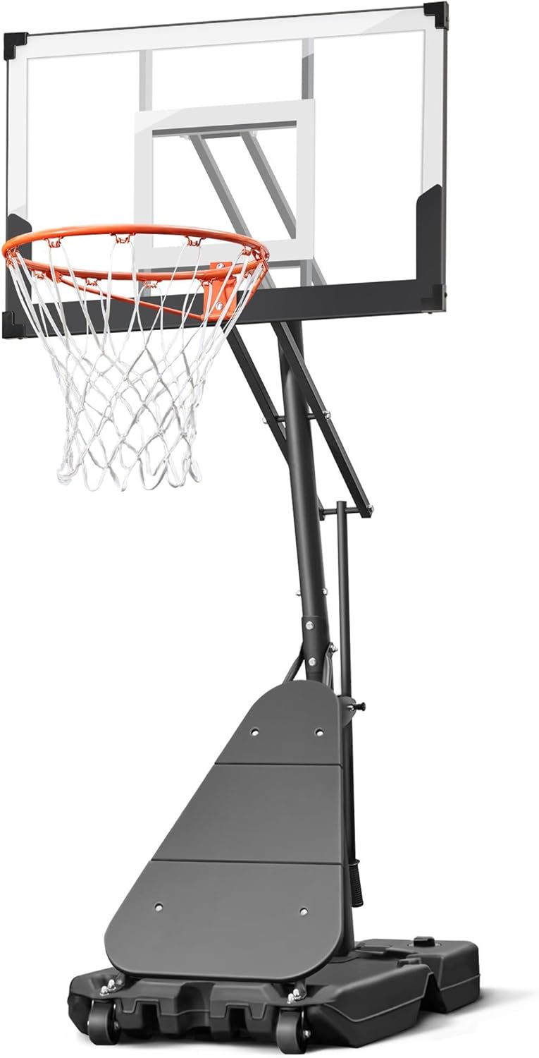 Seray 40 Inch Portable Basketball Hoop - Adjustable 3.3-10FT Height, Larger Stable Base for Kids Adults Outdoor Indoor Driveway Garage