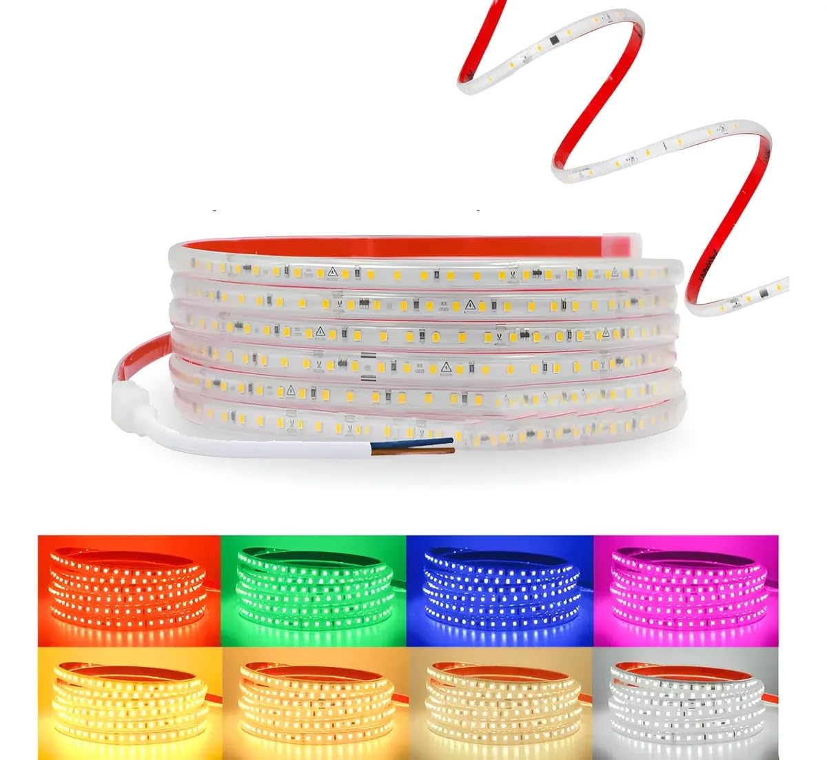 Fita LED 110/127V 10W/Metro 5 Metros Luz Âmbar IP65 | Direta na Rede, Não Precisa de Fonte
