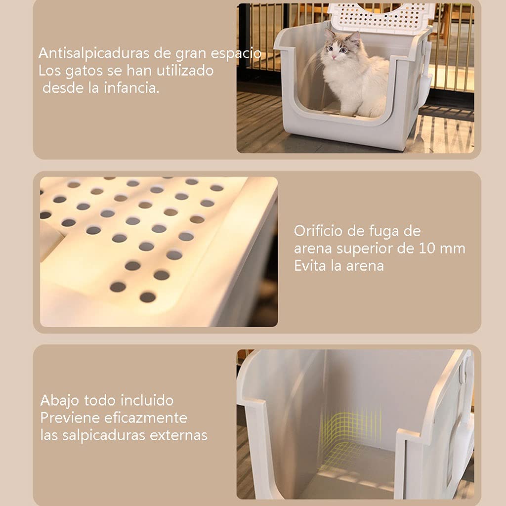 Cajas de Arena Caja de arena de gato de gran espacio con arena de gato SCOOP STOOP Y DESODORANTE ENTRADA ARRIBA AUMENTO COMPLETO Aseo, expulsión de suministros para gatos Arenero ​Gatos ( Color : A )