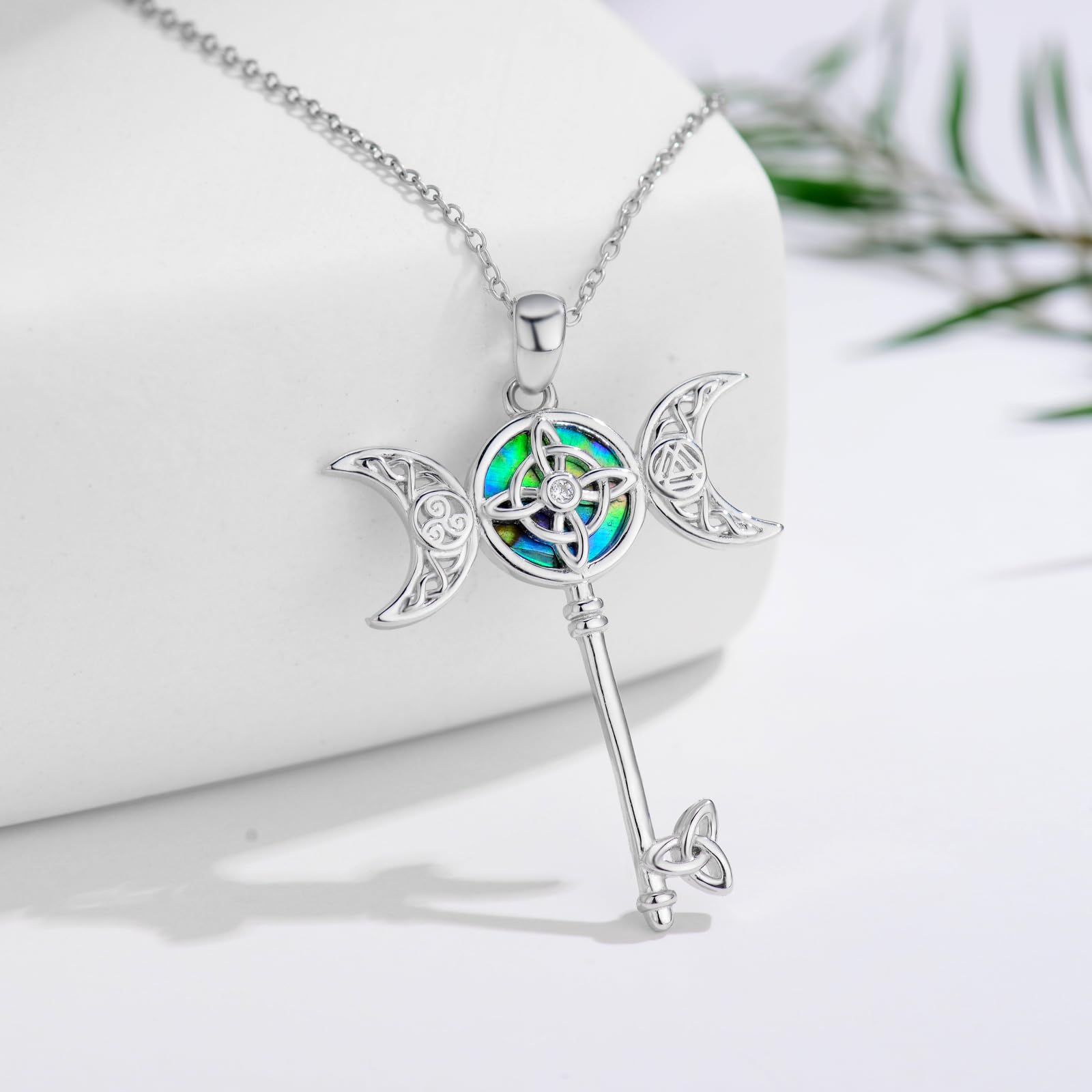 Collar de nudo de bruja, plata de ley, collar con colgante de nudo de bruja, piedra natal, nudo de bruja celta, regalo para mujer