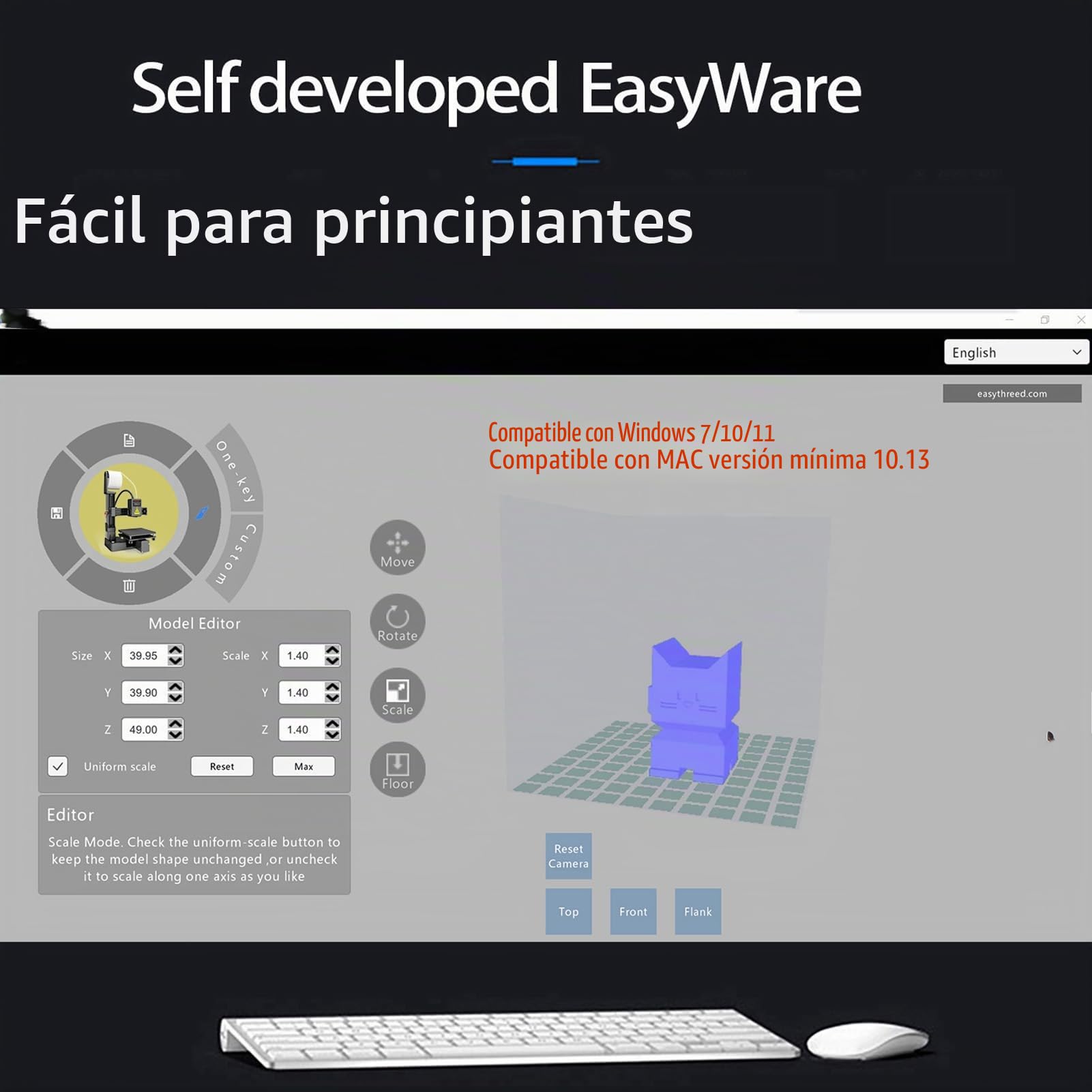 ciciglow Impresora 3D FDM Mini, Máquina de Impresión 3D de 40 Mm/s para Niños y Principiantes, Admite 1,75 Mm de Filamento TPU de PLA, Tamaño de Impresión de 100x100x100 Mm (White)