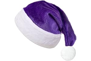 Plush Christmas Purple Santa Hat for Adults, Women&Men Holiday Party Supplies