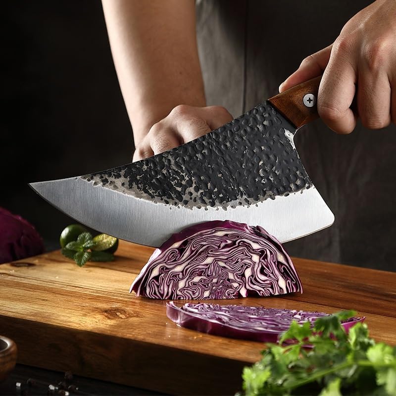Meat Cleaver,Cleaver Knife High Carbon Steel Kitchen Butchering Knives for Slaughtering Pig Sheep Fish Cooking knife Pork Meat Cleaver (Color : Small31.7cm)