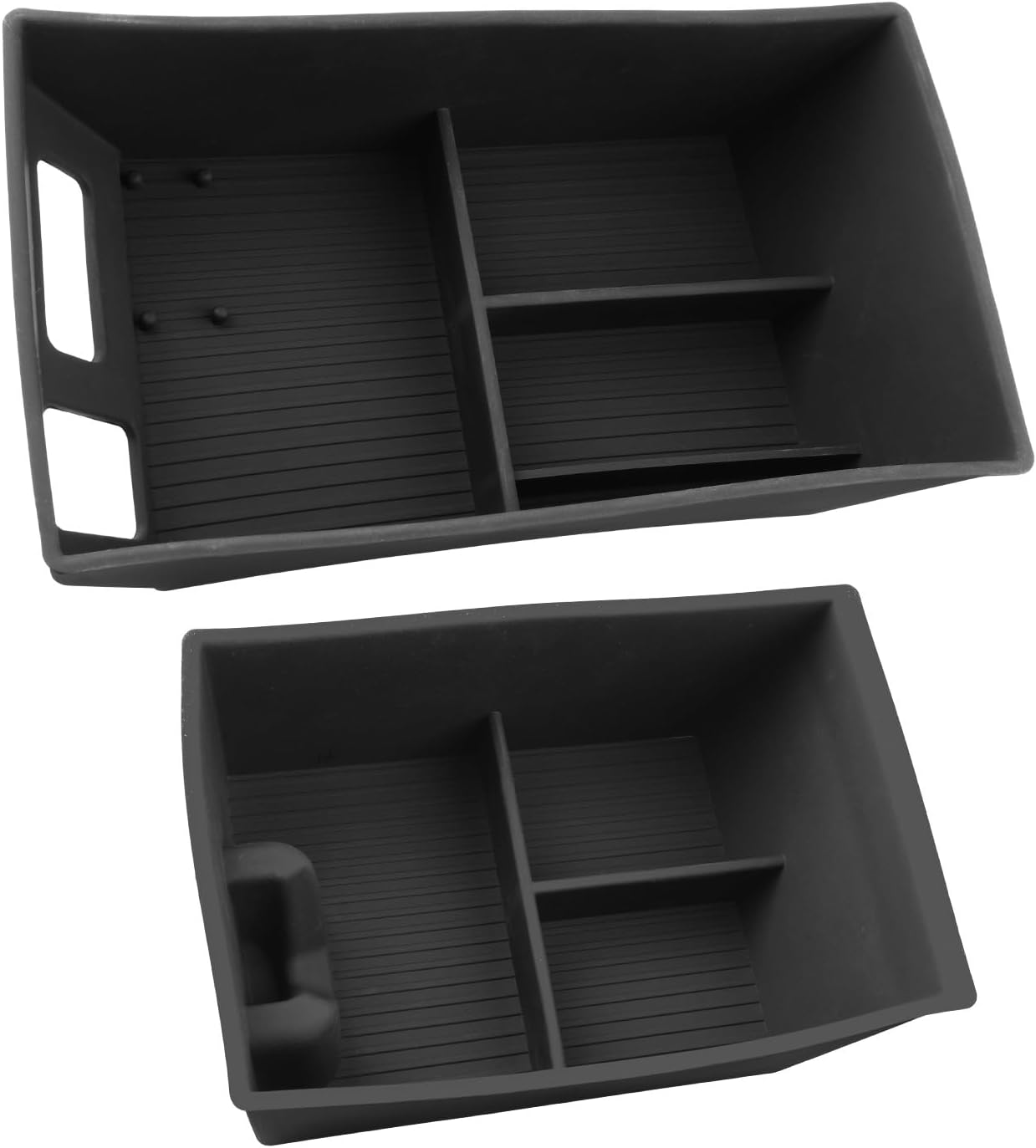 LUWU 2025 Mustang Mach E Center Console Organizer for 2025 Ford Mustang Mach E Select/Premium/GT Accessories Armrest Console Storage Box Glove Organizer Tray Silicone Material 2-Pack (Black)