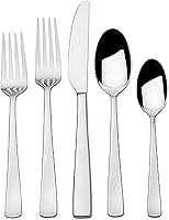 Mikasa Barrett 45-Piece 18/10 Stainless Steel Flatware Set, Service for 8 - Modern Minimalist Cutlery with Serving Pieces