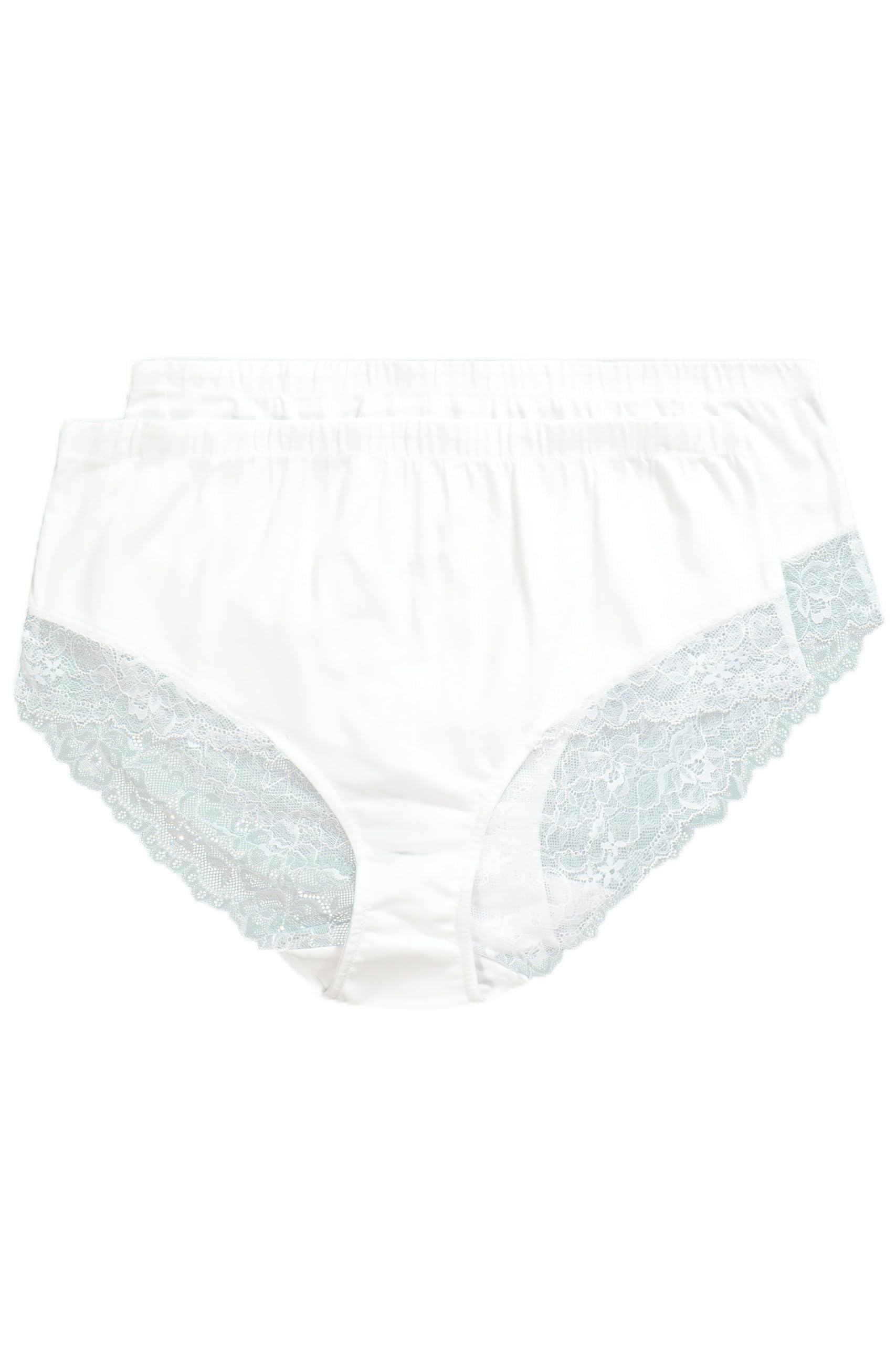 Ulla Popken Damen große Größen Übergrößen Plus Size Midislips, 2er-Pack, seitlicher Spitzeneinsatz 830094