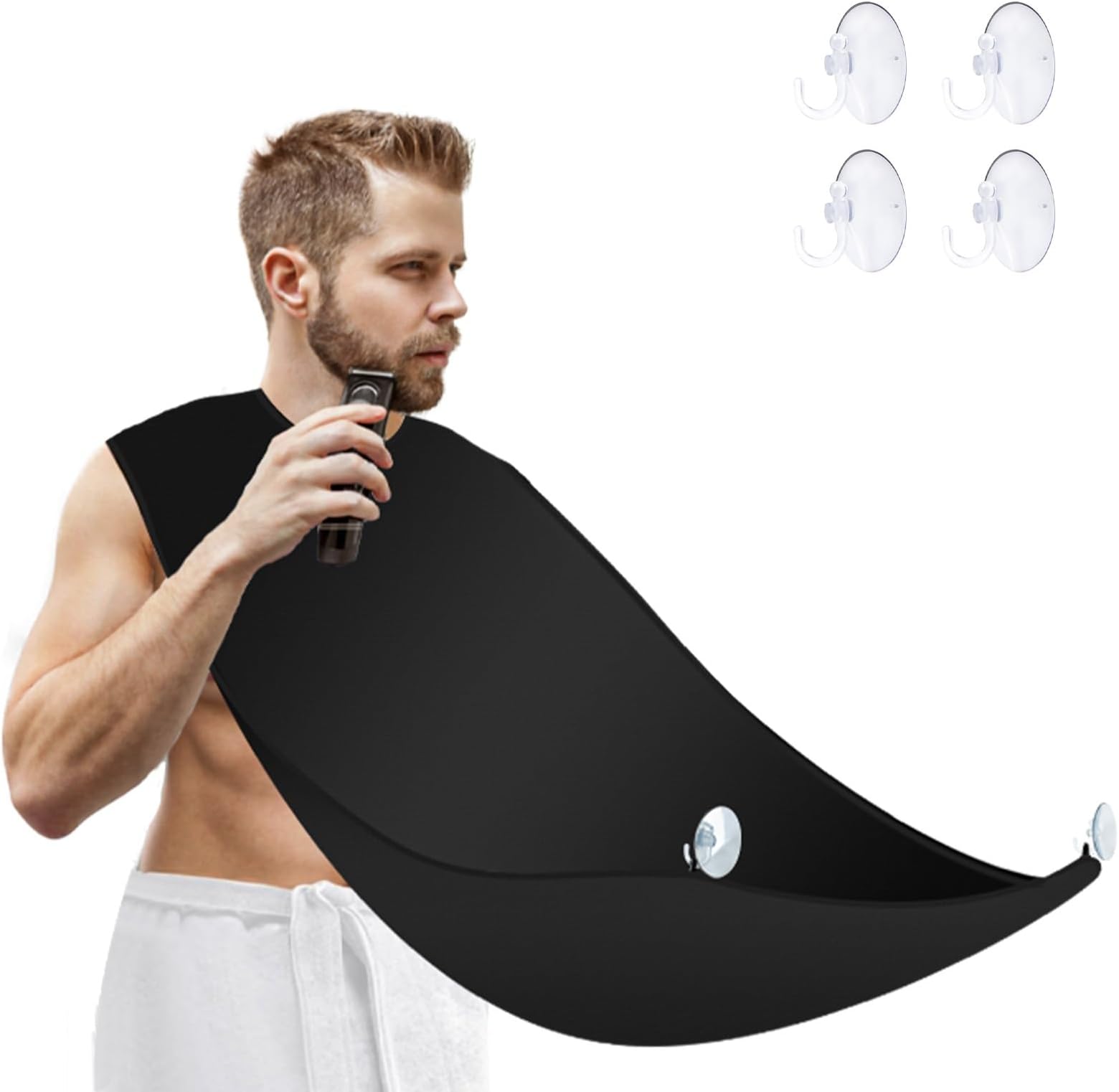 Beard Shaving Bib, JT JUSTIME Beard Trimmer Catcher Apron Moustache Grooming Kit for Men's T Hair Cutting Cape