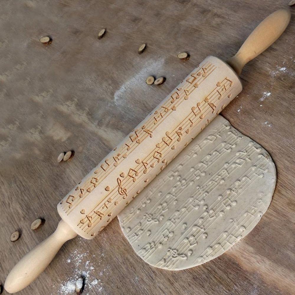 Nudelholz, 2pc Rolling Pins Pin Musical Notes Holz Präge Werkzeug