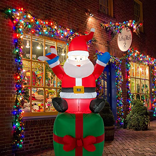COCO DESIGN 6 Foot Christmas Inflatable Santa Claus Outdoor Decorations with Build-in LED Lights, Waterproof Xmas Family Inflatable Decor for Yard Lawn Garden Home Party Indoor Outdoor